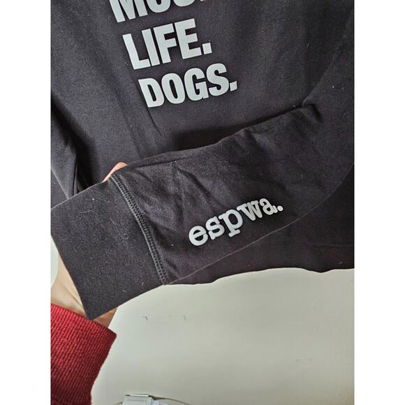 ESPWA Black Long Sleeve Thin Sweater Top Create Music Graphic Tee Shirt Small - Picture 4 of 7